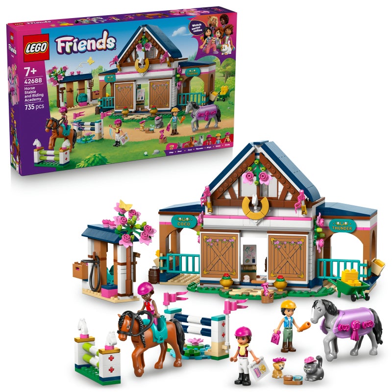 LEGO مجموعة ألعاب LEGO Friends إسطبل الخيول وأكاديمية الركوب 42688 (735 قطعة) - Image 1